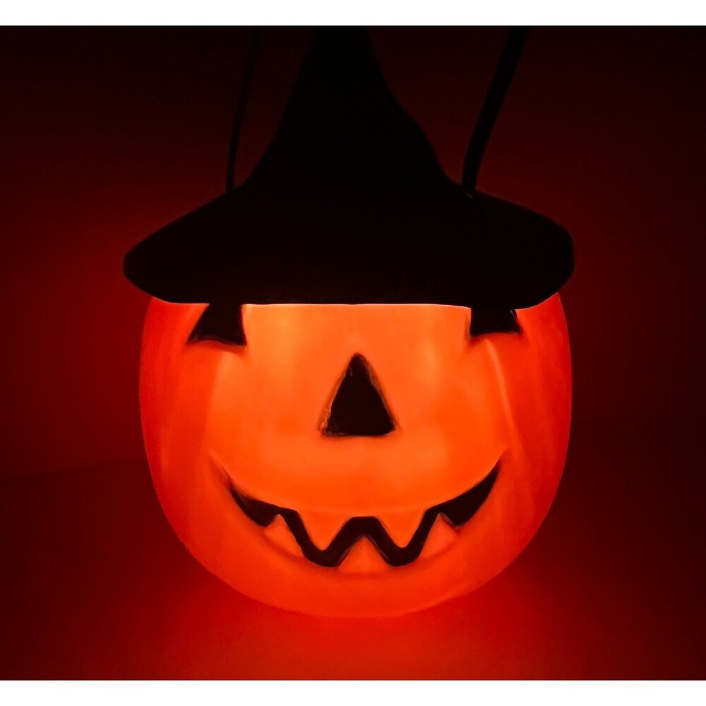 1995 Empire Halloween Pumpkin Witch Hat Candy Bucket Blow Mold Trick Or Treat